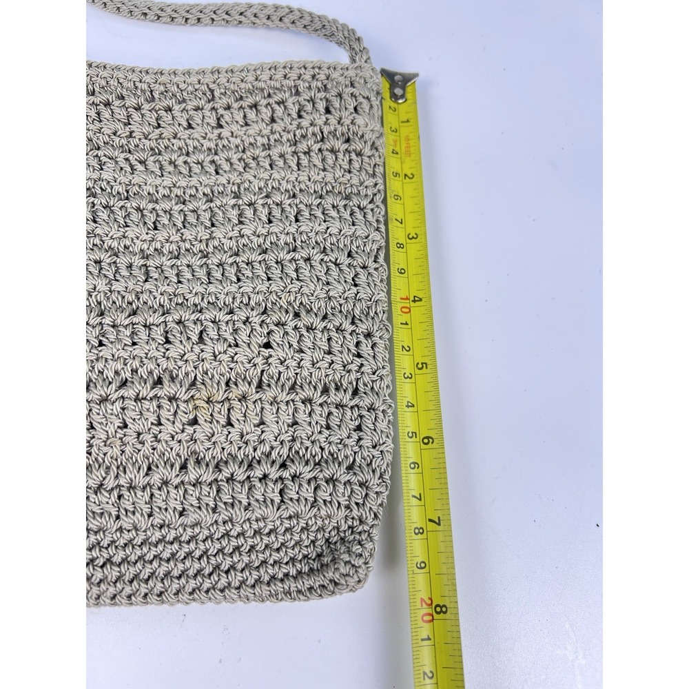 Northern Reflections Crochet Woven Crossbody Bag Purse Rayon Beige Boho Vintage - Picture 5 of 9